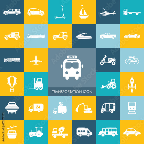 Transportation Icons Set. Vehicle Icons.
