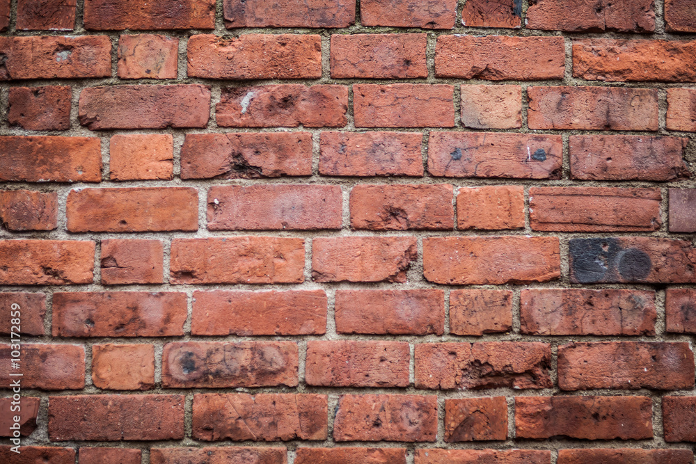 Background of red brick wall pattern texture. Great for graffiti inscriptions.