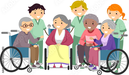 Stickman Senior Citizen Caregivers