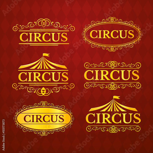 Circus vintage badges set, vector illustration