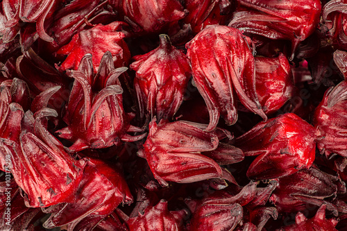 Fresh Roselle isolate on white background / selective focus