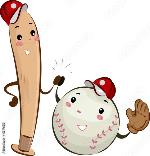 Mascot Baseball Bat High Five