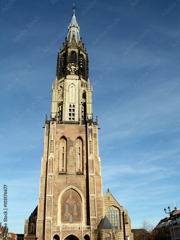 New Church (Nieuwe Kerk) from 1381 in the city of Delft. The Netherlands
