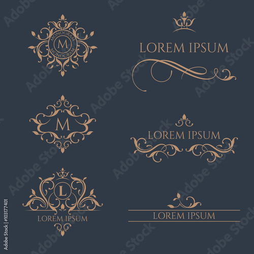 Set of monograms and borders.