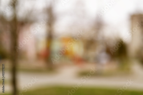 Fototapeta Naklejka Na Ścianę i Meble -  blurred background of small town in spring 