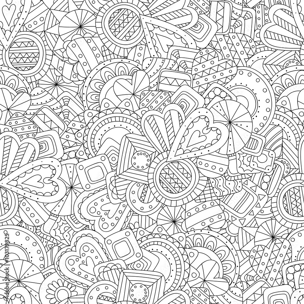 Doodle black and white abstract hand drawn  background. Wavy zentangle style seamless pattern.