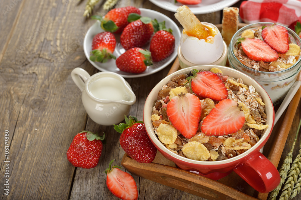 Muesli with strawberries Muesli with strawberries