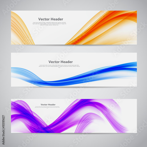 Abstract Colored Wave Header Background. Vector Illustration