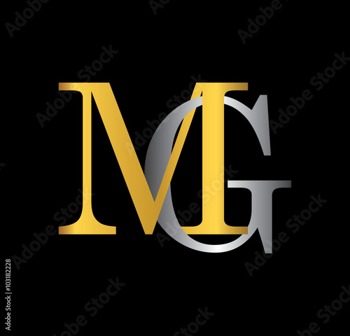 MG initial letter with gold and silver