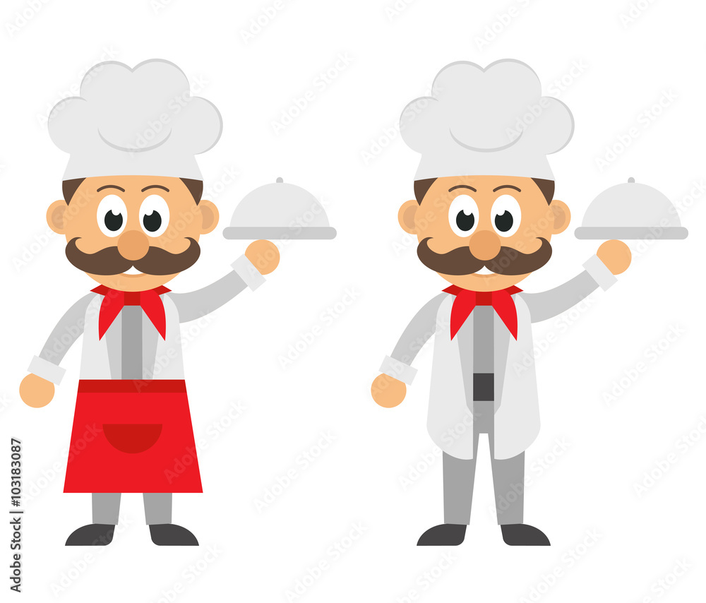 chef cartoon with plate and apron set chef cartoon with plate and apron set