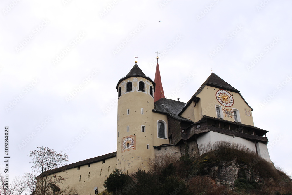 Rankweil church basilica in Rankweil, Vorarlberg, Austria. It was build on a 50 rocky terrain in circa AD 700.