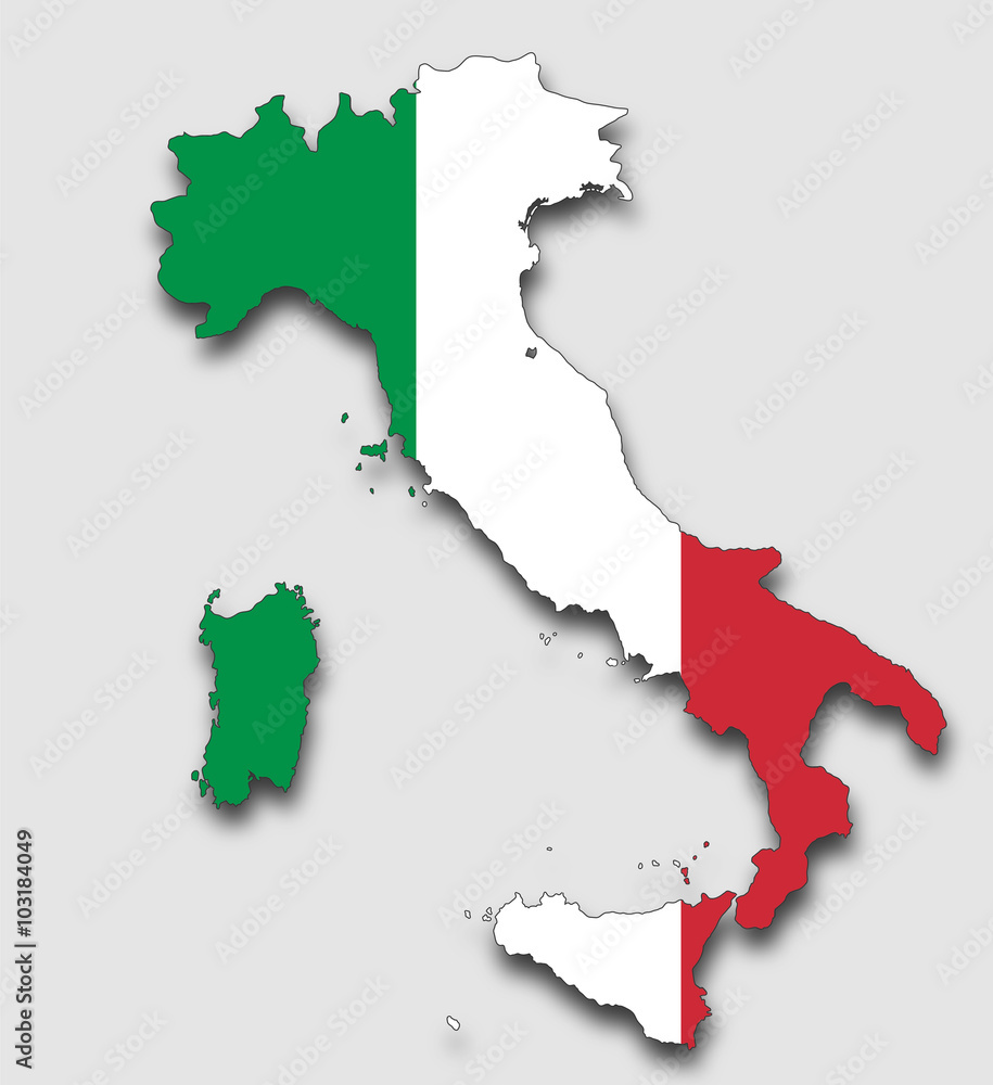 Map of Italy, Filled with the National Flag Map of Italy, Filled with the National Flag