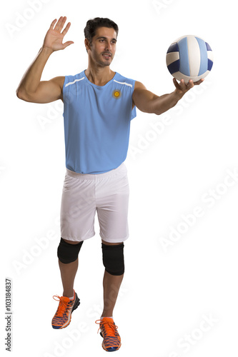 Professional Argentine Volleyball player with ball.