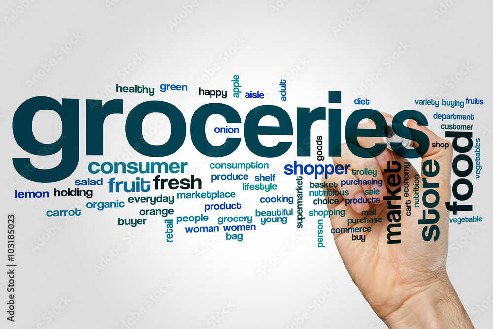 Groceries word cloud concept Groceries word cloud concept