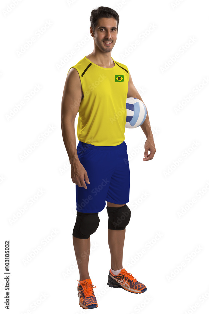 Professional Brazilian Volleyball player with ball. Professional Brazilian Volleyball player with ball.