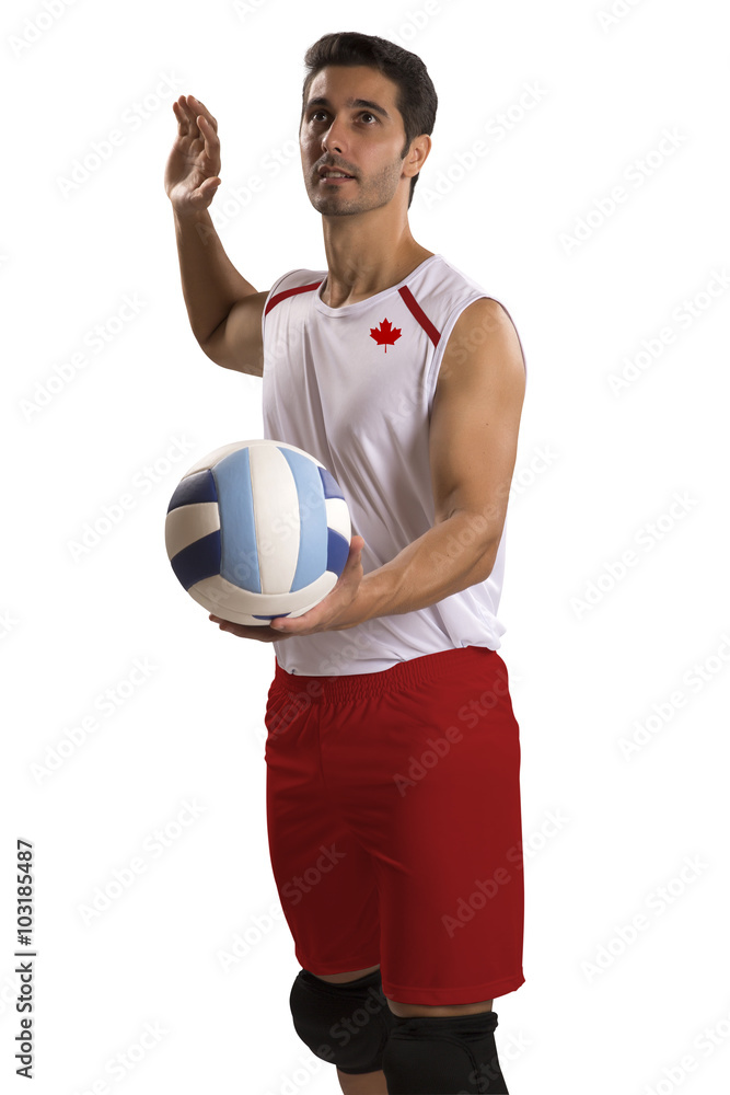 Professional Canadian Volleyball player with ball.