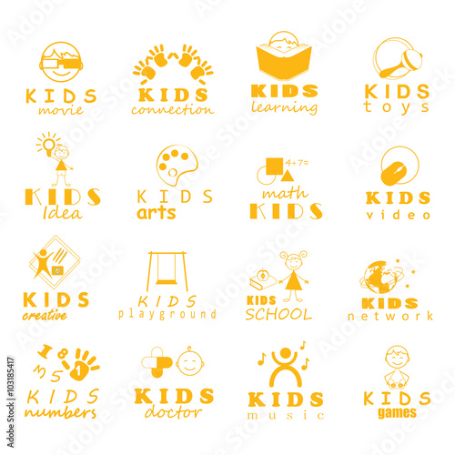 Kids Logo Icons Set - Vector Illustration