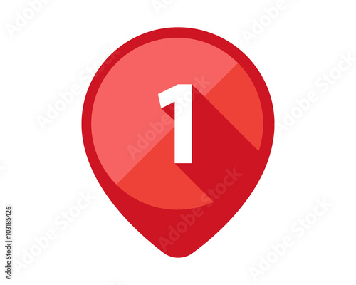 Flat Icons with long shadow. Red pin calendar number 1