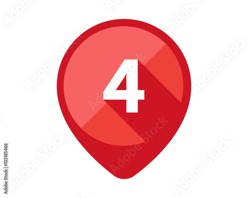 Free Download Flat Icons with long shadow. Red pin calendar number 4 - GFXLoad