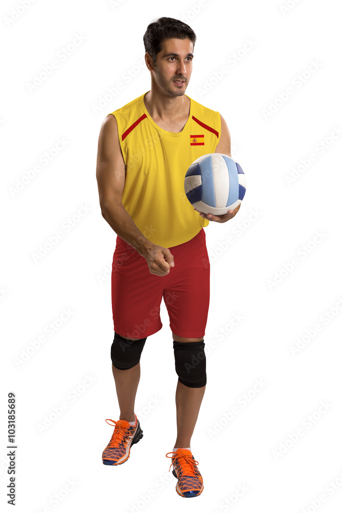 Professional Spanish basketball player with ball.