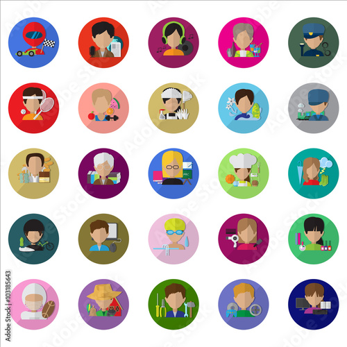 Flat People - Different Occupation Set. Collection Of Colorful Icons. For Web, Websites, Print, Presentation Templates, Mobile Applications And Promotional Materials - Vector Illustration,Flat Concept