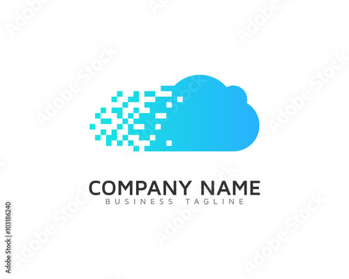 Cloud Pixel Logo Design Template