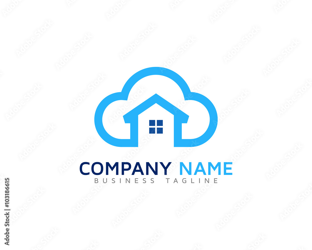 Cloud Home Logo Design Template