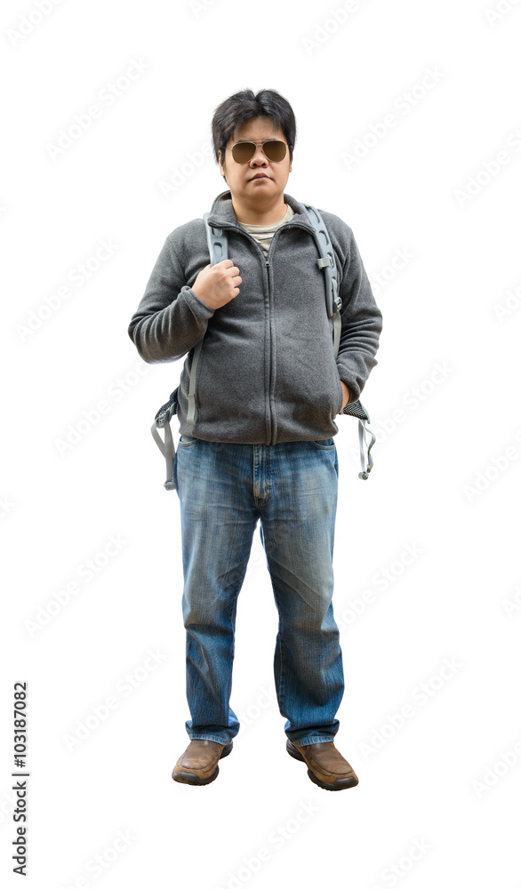 Fototapeta premium young man with backpack standing