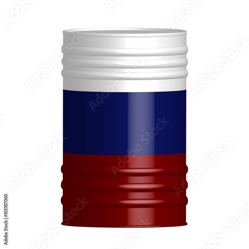 A barrel with the Russian flag in the vector.Vector 200 liter barrel.