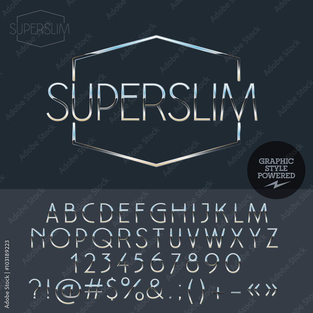 Fototapeta premium Silver logo design for luxury car and sportcar shop. Vector set of letters, numbers and symbols.