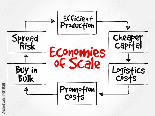 Economies of scale mind map flowchart business concept for presentations and reports