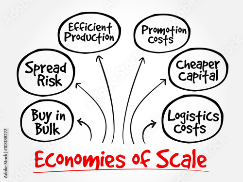 Economies of scale mind map flowchart business concept for presentations and reports