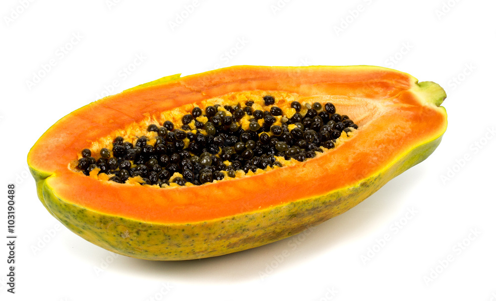 papaya fruit close up isolated on white background papaya fruit close up isolated on white background