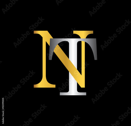 NT initial letter with gold and silver