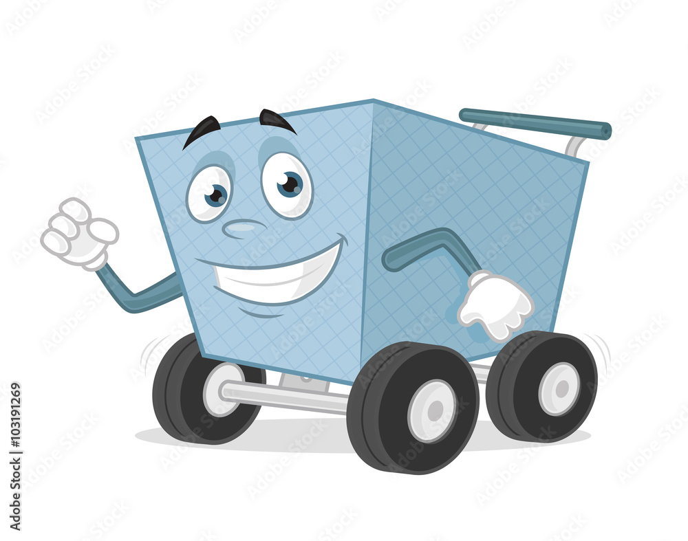 Shopping cart cartoon mascot vector illustration Shopping cart cartoon mascot vector illustration