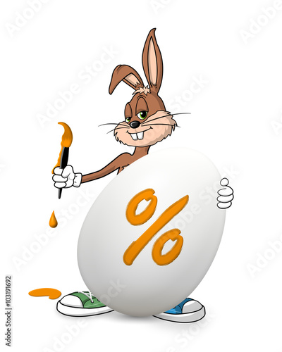 Obraz na plátně Osterhase malt Osteraktion %  auf Osterei