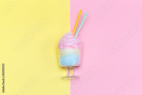 Vanilla desert. Minimal style. Multicolored cotton candy