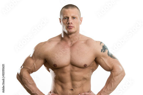 Portrait Of A Bodybuilder Over White Background