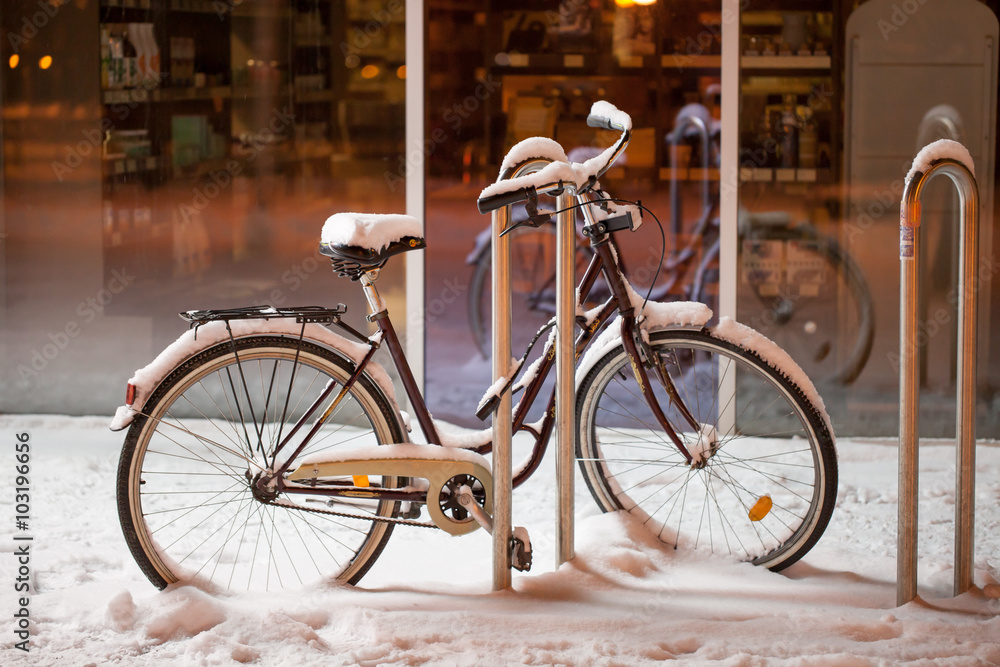 Bicycle under the snow