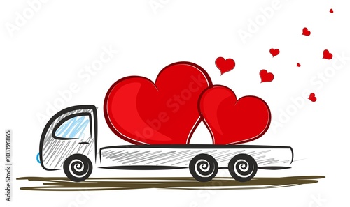 Truck with hearts.