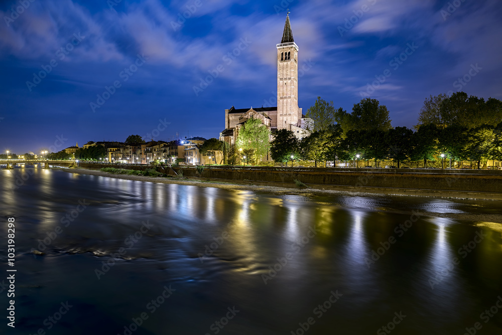 Sant'Anastasia church in Verona Italy on the Adige river