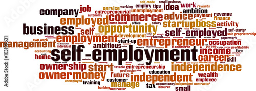 Self-employment word cloud concept. Vector illustration