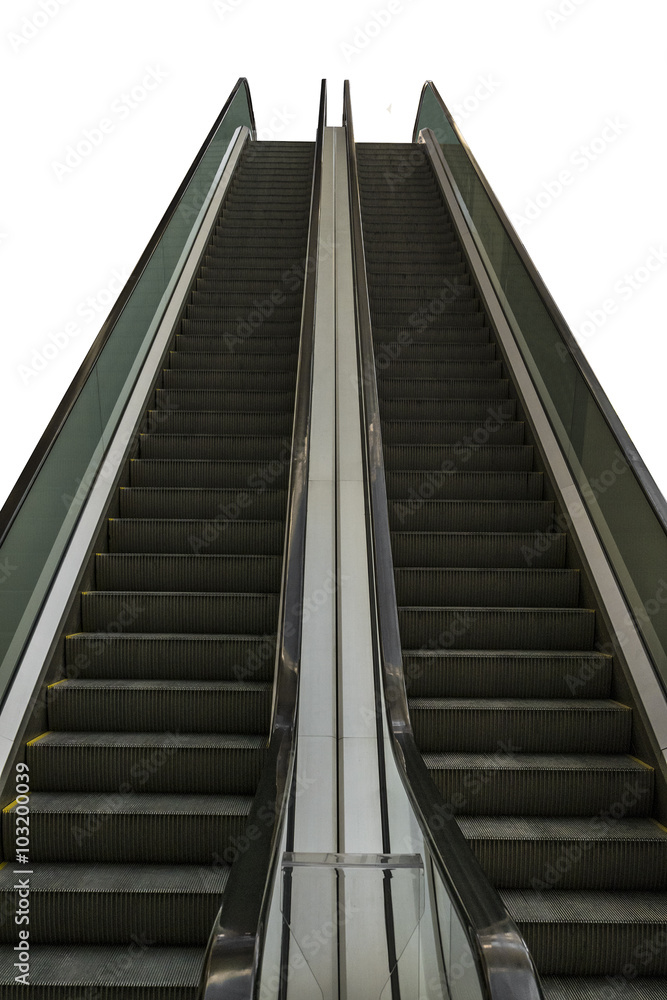 Escalator on a white background Escalator on a white background