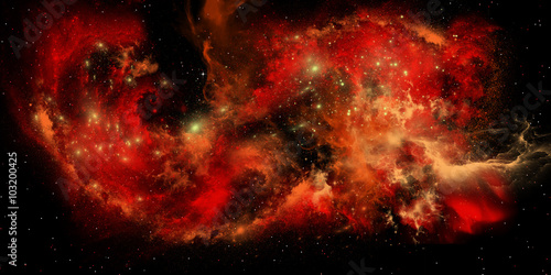 Fototapeta Naklejka Na Ścianę i Meble -  Red Nebula - A nebula is a collection of interstellar gasses, dust and matter in which stars are born.