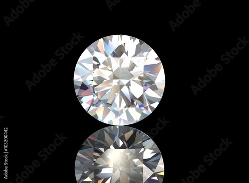 Classic round shape Gemstone on white. Jewelry background. Diamond.