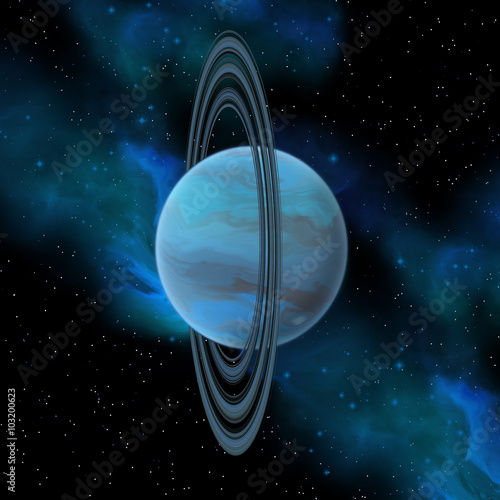 Fototapeta Naklejka Na Ścianę i Meble -  Uranus Planet - Uranus is the seventh planet in our solar system and has 27 moons and a vertical ring system.