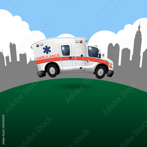 ambulance speeding ,vector cartoon