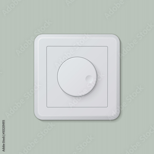 Realistic plastic white dimmer light switch. Vector illustration, easy editable.