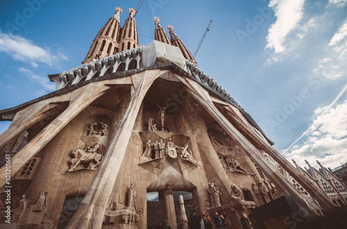 BARCELONA, SPAIN - January 12: La Sagrada Familia by Gaudi, buil