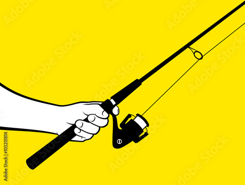 Hand holding spinning reel
